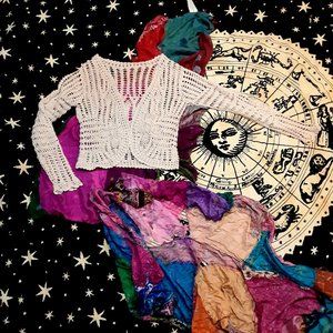90's Boho Hippie Grunge Crochet Sweater Top